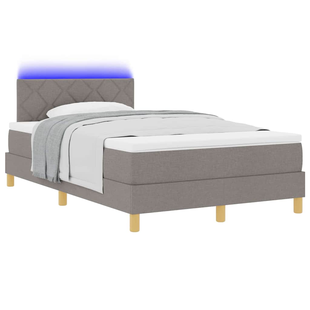 vidaXL LED Κρεβάτι με βάθρο με κεφαλάρι Taupe 120 x 190 cm ύφασμα