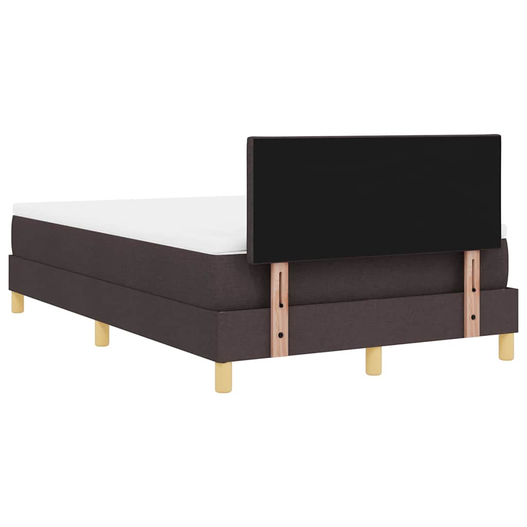 vidaXL LED Κρεβάτι με βάθρο Σκούρο Καφέ 120 x 200 cm ύφασμα