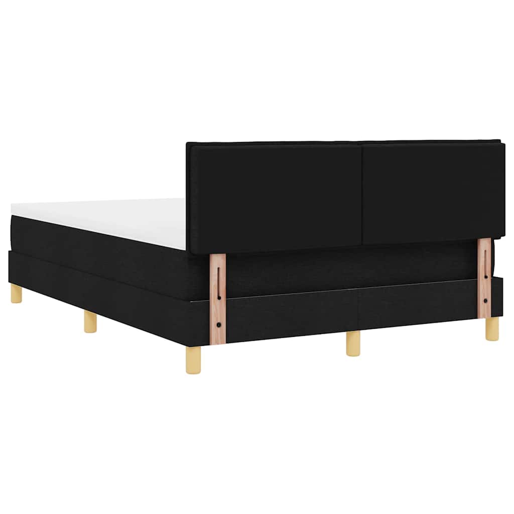 vidaXL LED Κρεβάτι με βάθρο με κεφαλάρι Μαύρο 160 x 200 cm ύφασμα