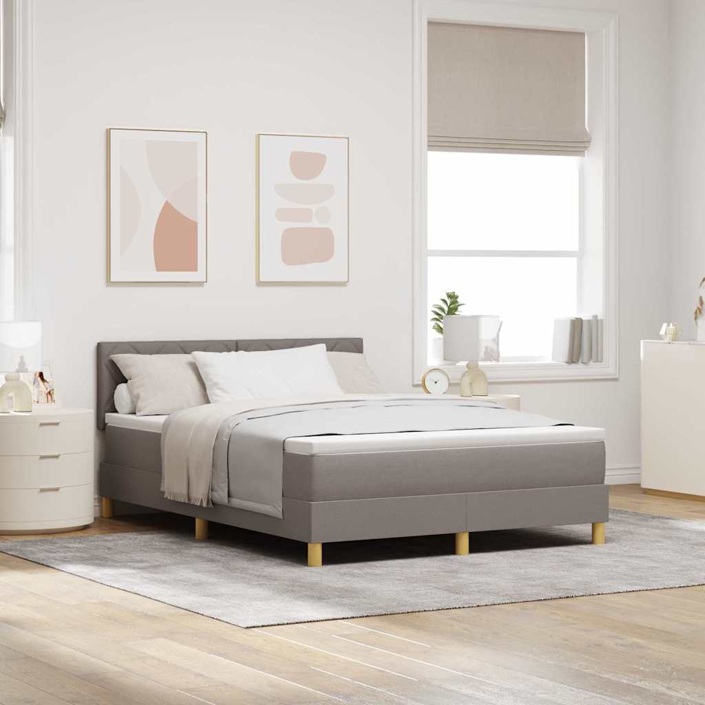 vidaXL LED Κρεβάτι με βάθρο με κεφαλάρι Taupe 160 x 200 cm ύφασμα