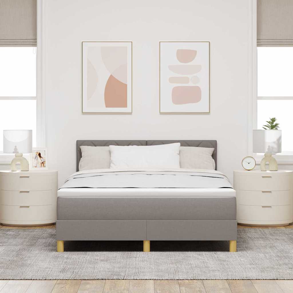 vidaXL LED Κρεβάτι με βάθρο με κεφαλάρι Taupe 160 x 200 cm ύφασμα