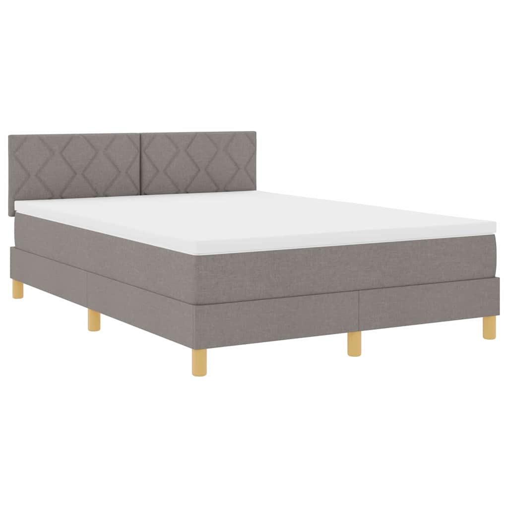 vidaXL LED Κρεβάτι με βάθρο με κεφαλάρι Taupe 160 x 200 cm ύφασμα