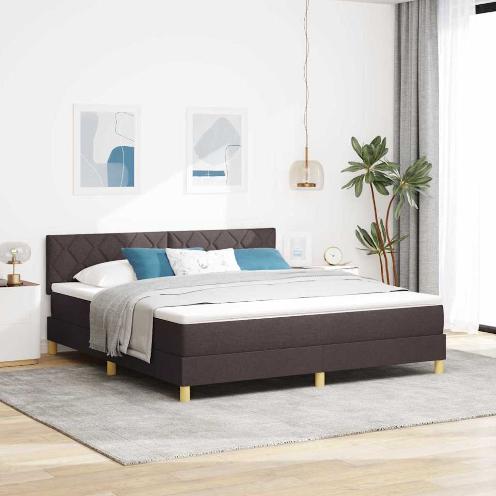 vidaXL LED Κρεβάτι με βάθρο Σκούρο Καφέ 180 x 200 cm ύφασμα