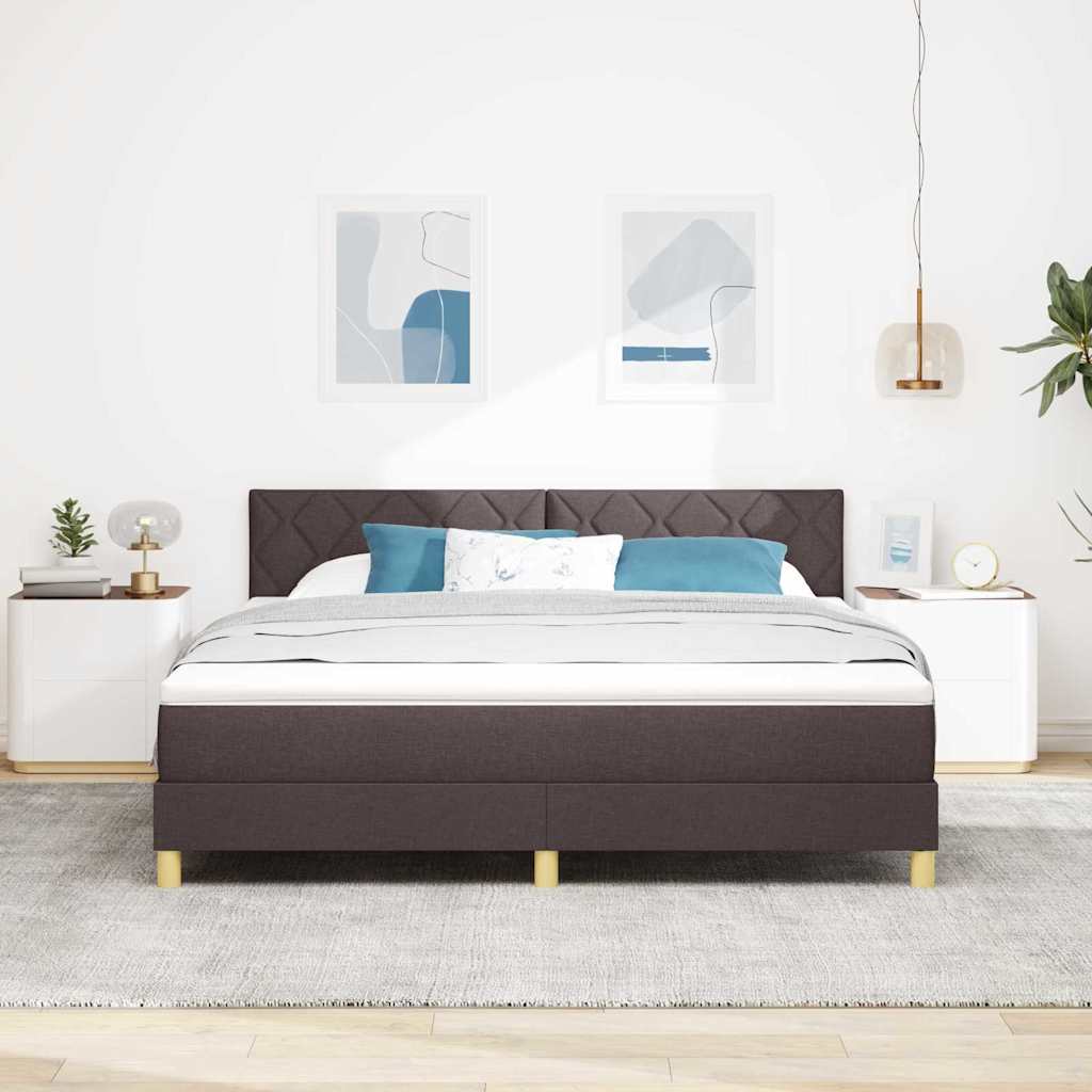 vidaXL LED Κρεβάτι με βάθρο Σκούρο Καφέ 180 x 200 cm ύφασμα
