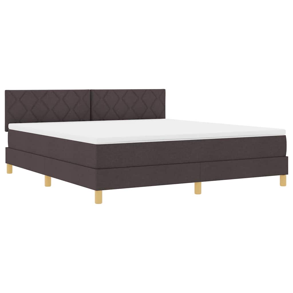 vidaXL LED Κρεβάτι με βάθρο Σκούρο Καφέ 180 x 200 cm ύφασμα
