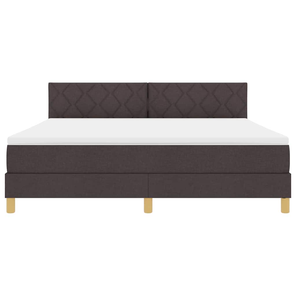 vidaXL LED Κρεβάτι με βάθρο Σκούρο Καφέ 180 x 200 cm ύφασμα