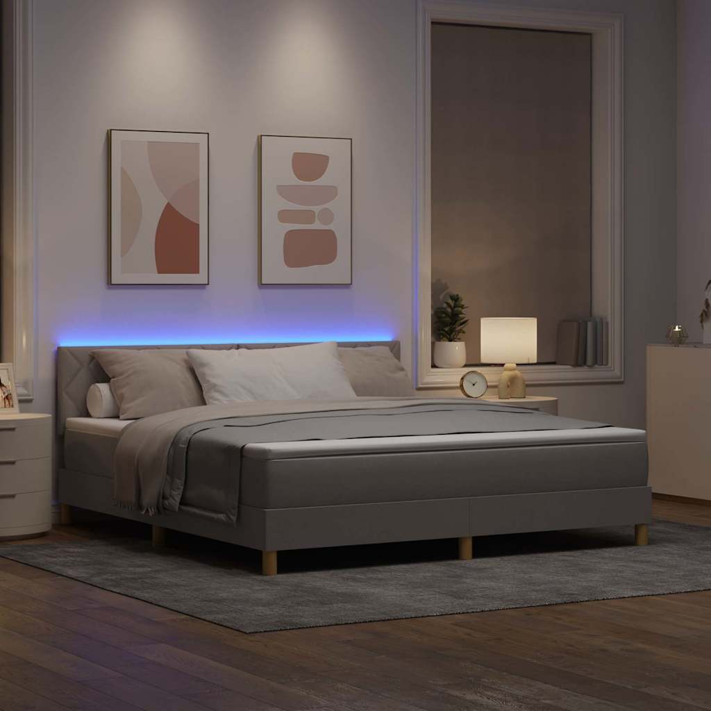 vidaXL LED Κρεβάτι με βάθρο με κεφαλάρι Taupe 180 x 200 cm ύφασμα