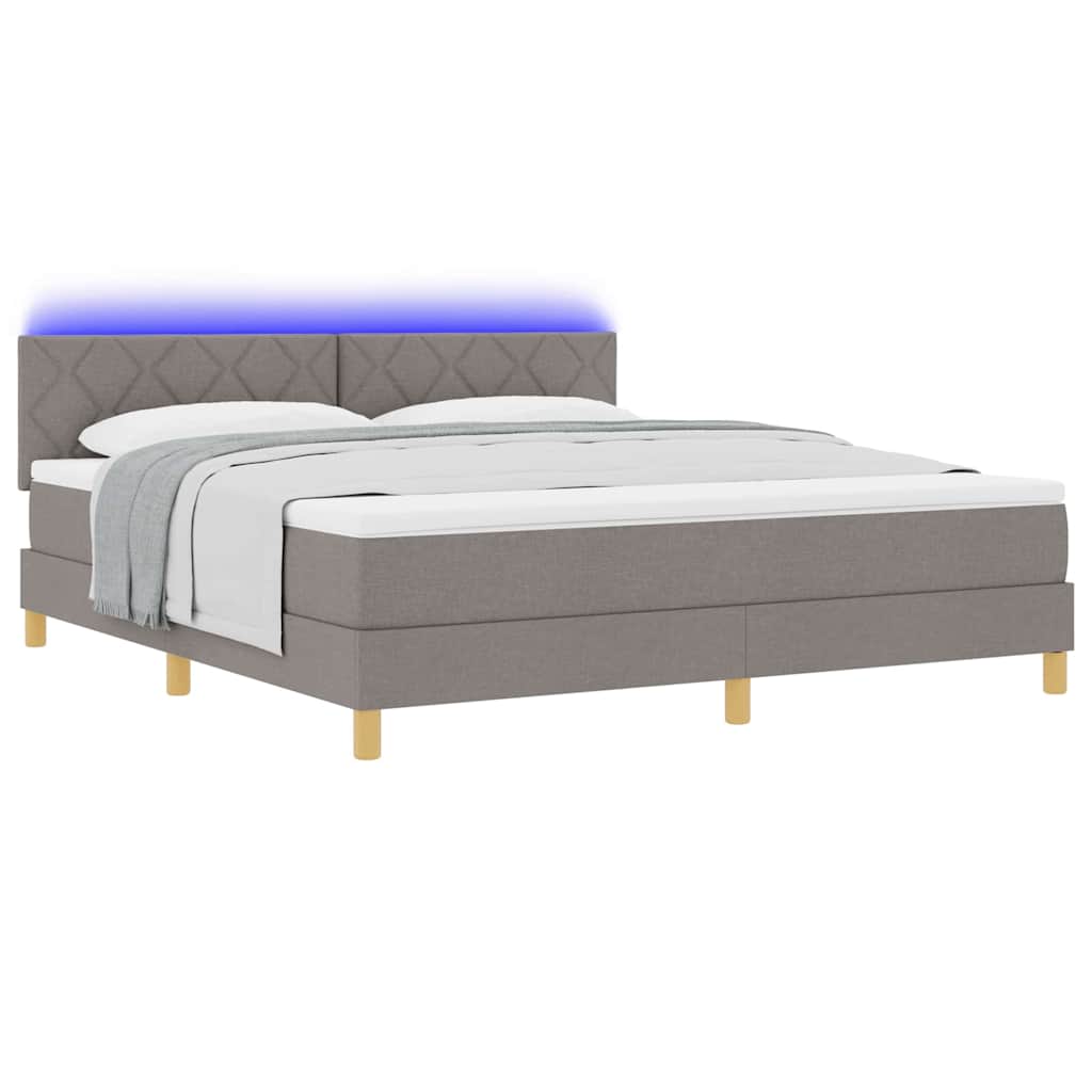 vidaXL LED Κρεβάτι με βάθρο με κεφαλάρι Taupe 180 x 200 cm ύφασμα