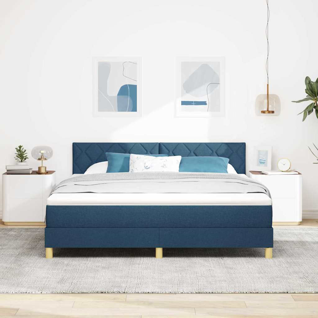 vidaXL LED Κρεβάτι με βάθρο με κεφαλάρι Μπλε 180 x 200 cm ύφασμα