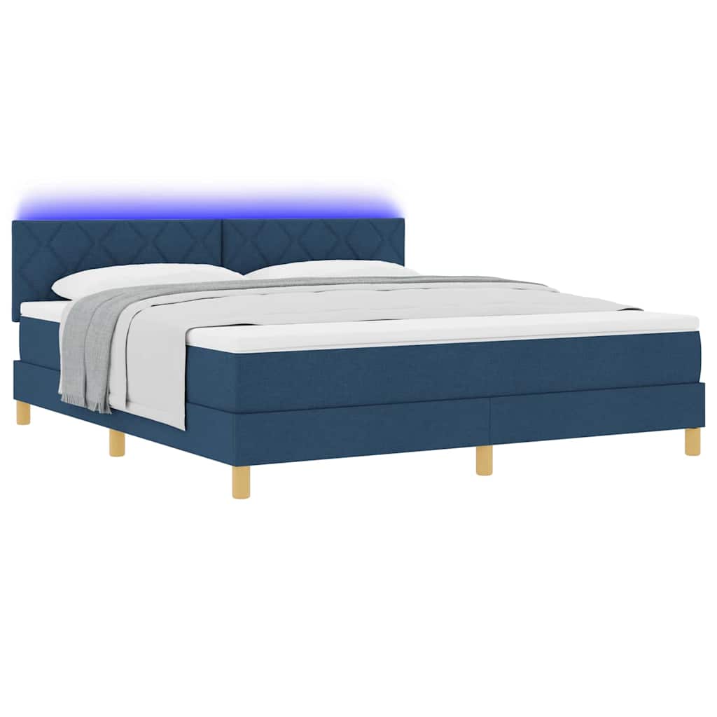 vidaXL LED Κρεβάτι με βάθρο με κεφαλάρι Μπλε 180 x 200 cm ύφασμα