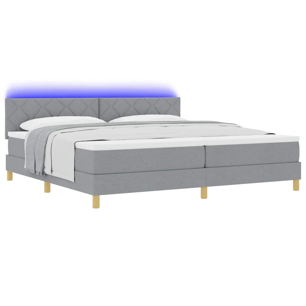 vidaXL LED Κρεβάτι με βάθρο Ανοιχτό γκρι 200 x 200 cm ύφασμα