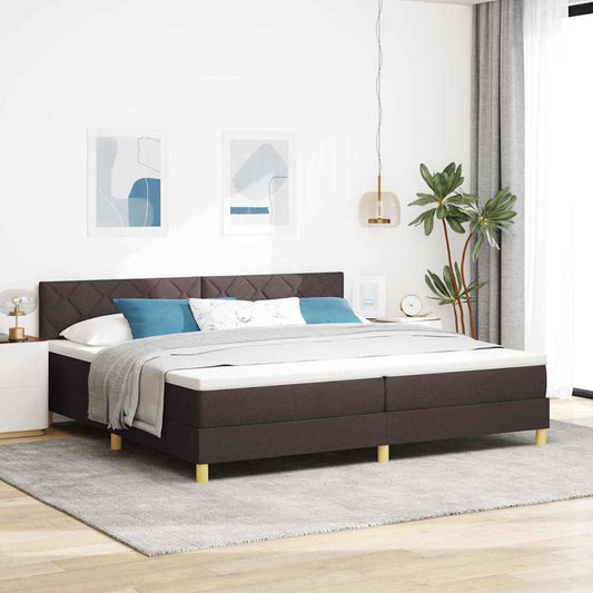 vidaXL LED Κρεβάτι με βάθρο Σκούρο Καφέ 200 x 200 cm ύφασμα