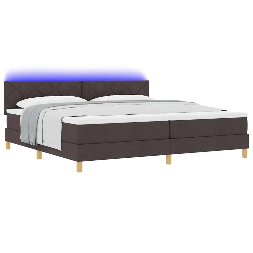vidaXL LED Κρεβάτι με βάθρο Σκούρο Καφέ 200 x 200 cm ύφασμα