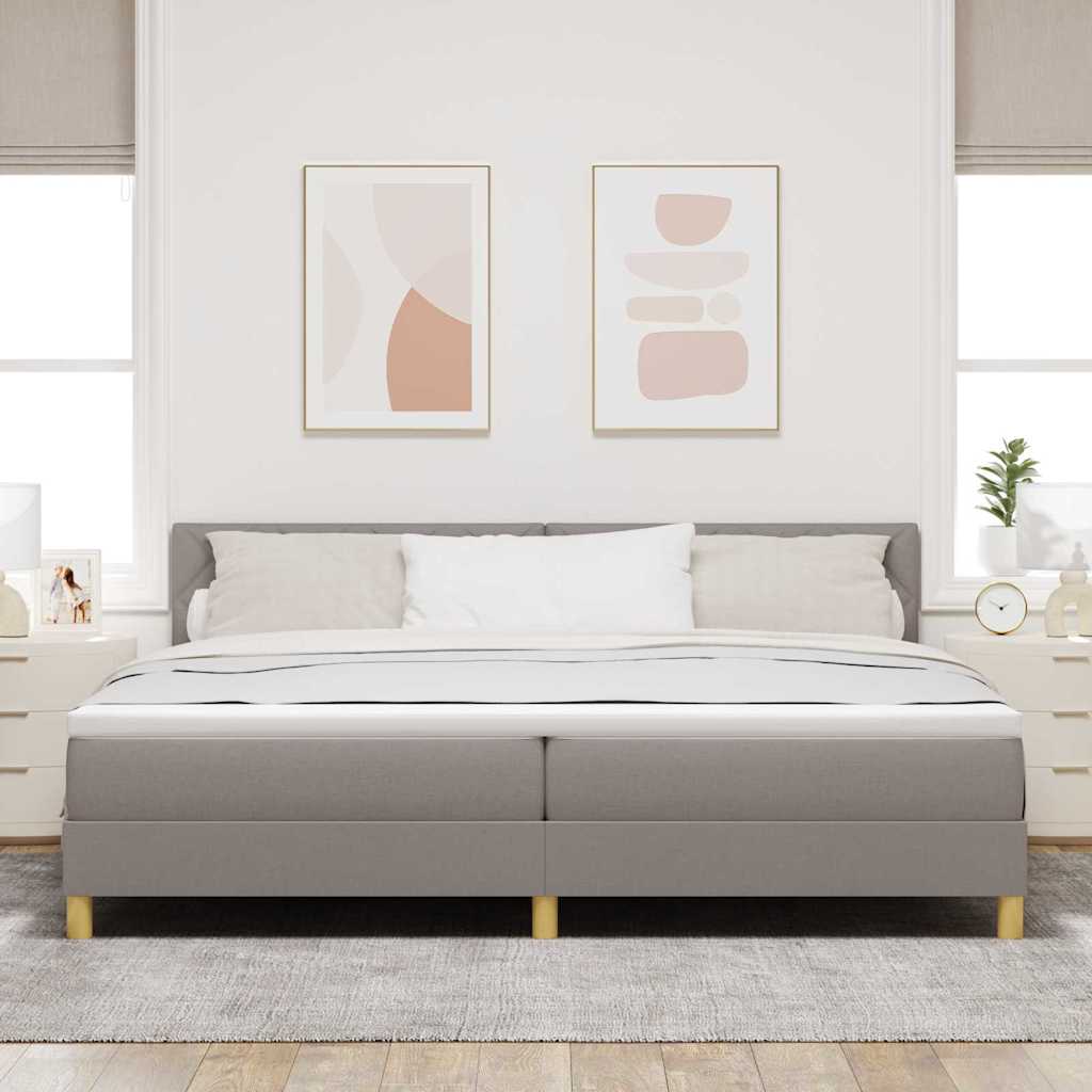 vidaXL LED Κρεβάτι με βάθρο με κεφαλάρι Taupe 200 x 200 cm ύφασμα