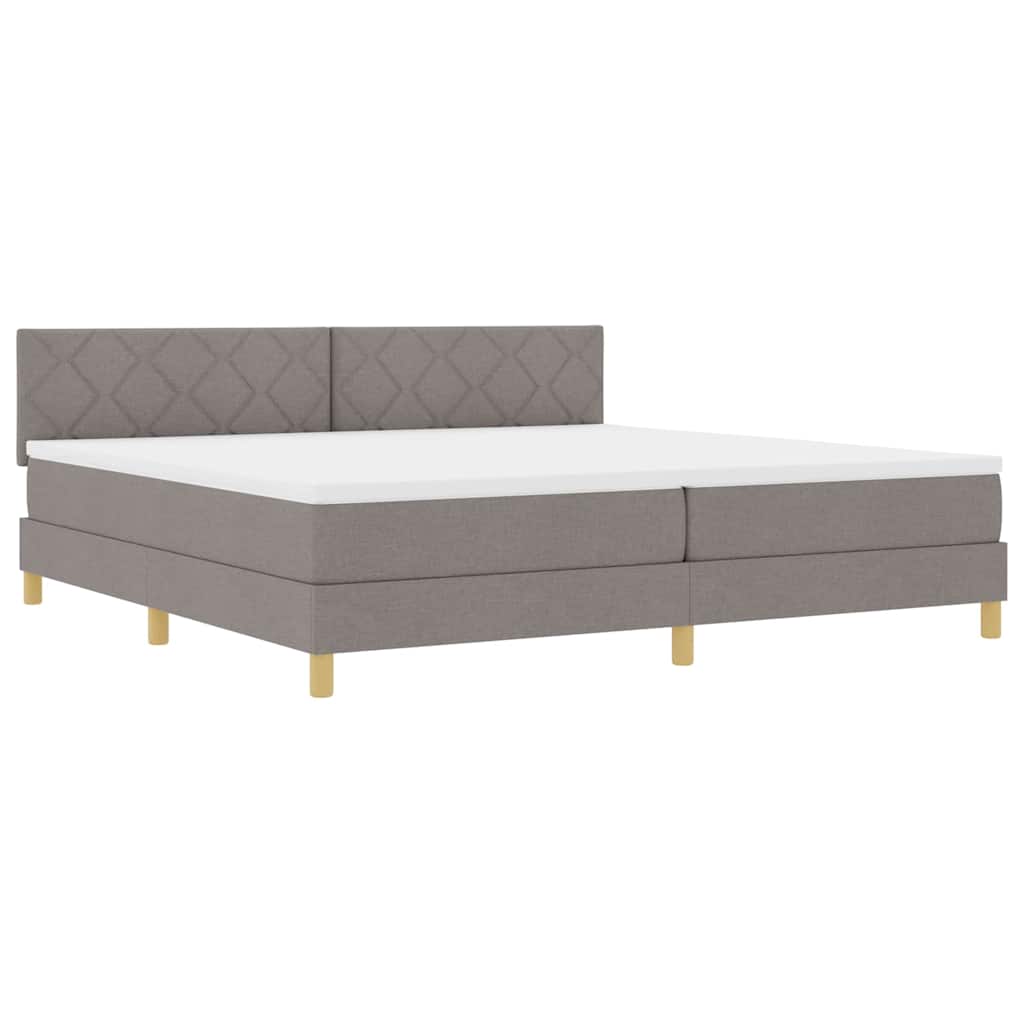 vidaXL LED Κρεβάτι με βάθρο με κεφαλάρι Taupe 200 x 200 cm ύφασμα