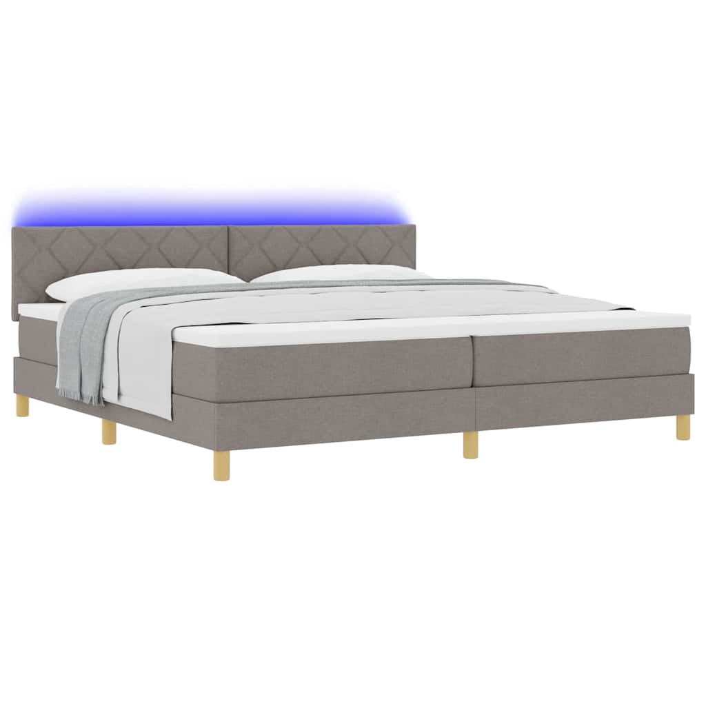 vidaXL LED Κρεβάτι με βάθρο με κεφαλάρι Taupe 200 x 200 cm ύφασμα