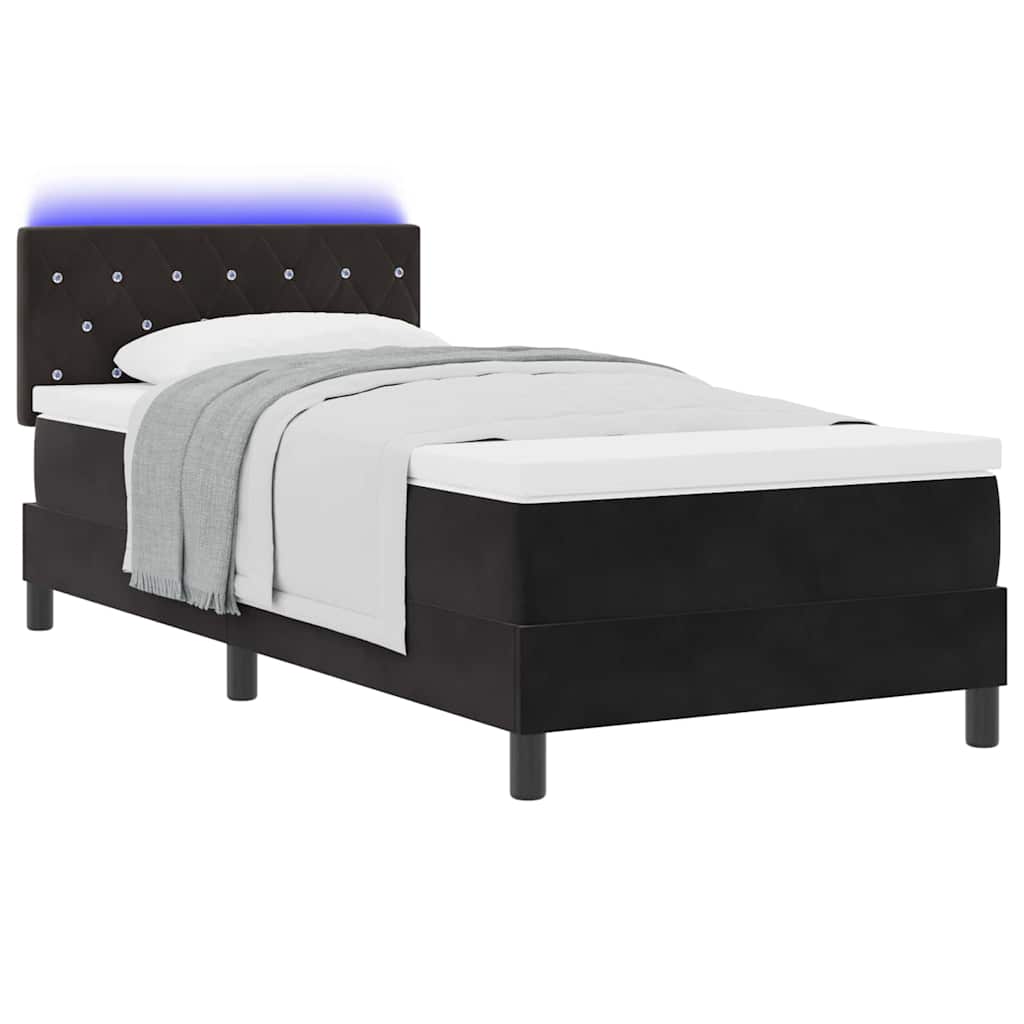vidaXL Κρεβάτι με Στρώμα & LED Μαύρο 90x190 εκ Βελούδο