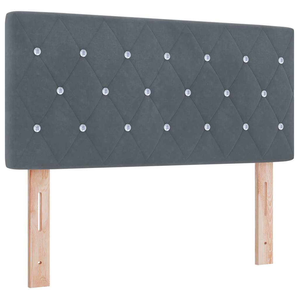 κρεβάτι box spring vidaXL με στρώμα και LED σκούρο γκρι 100x200 εκ. βελούδο