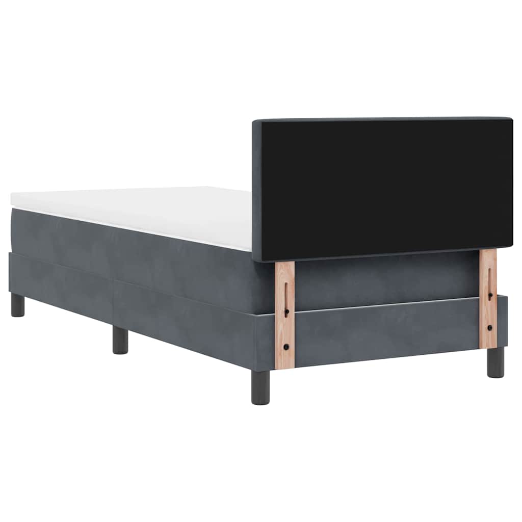 κρεβάτι box spring vidaXL με στρώμα και LED σκούρο γκρι 100x200 εκ. βελούδο