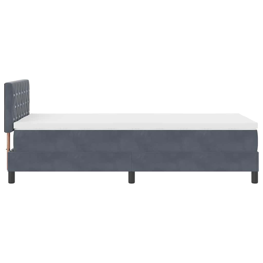 κρεβάτι box spring vidaXL με στρώμα και LED σκούρο γκρι 100x200 εκ. βελούδο