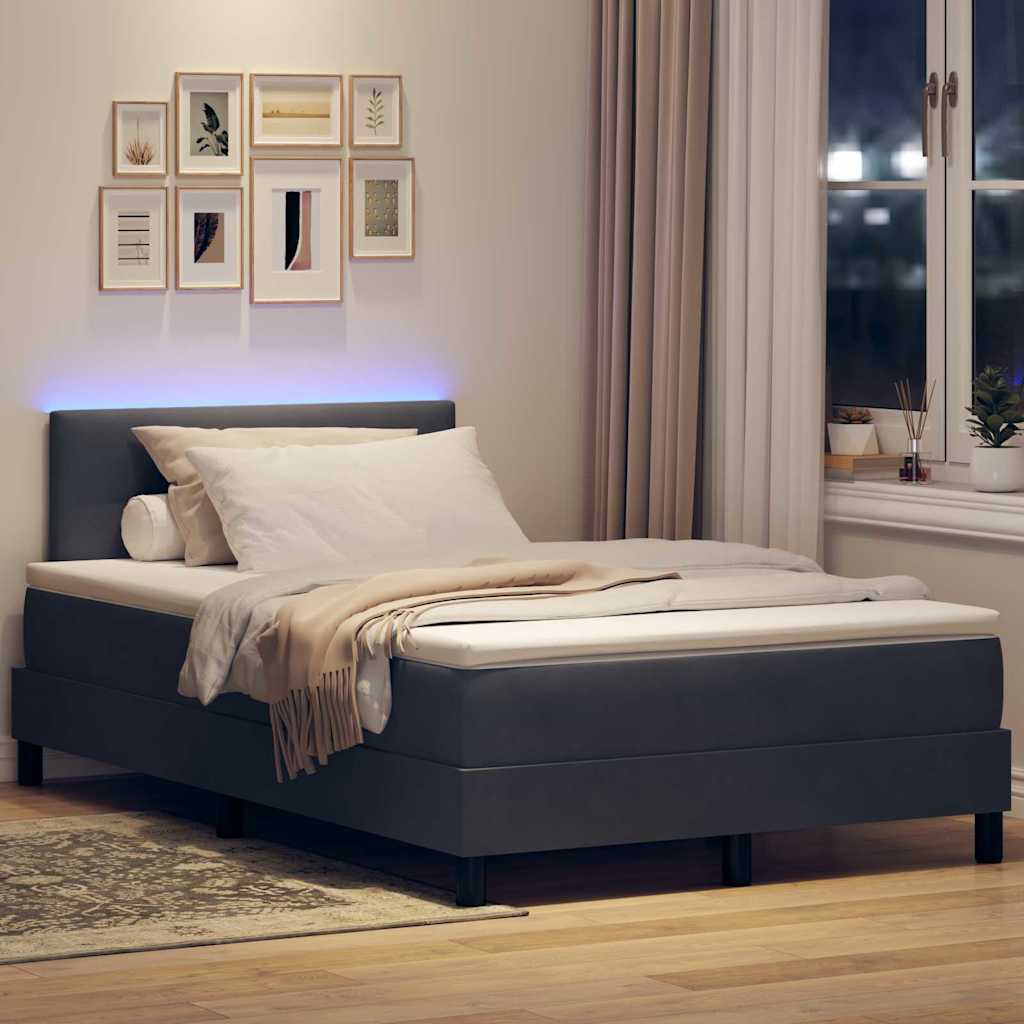 vidaXL Κρεβάτι με Βαλίτσα και Στρώμα LED Σκούρο Γκρι 120x190 εκ. Βελούδο