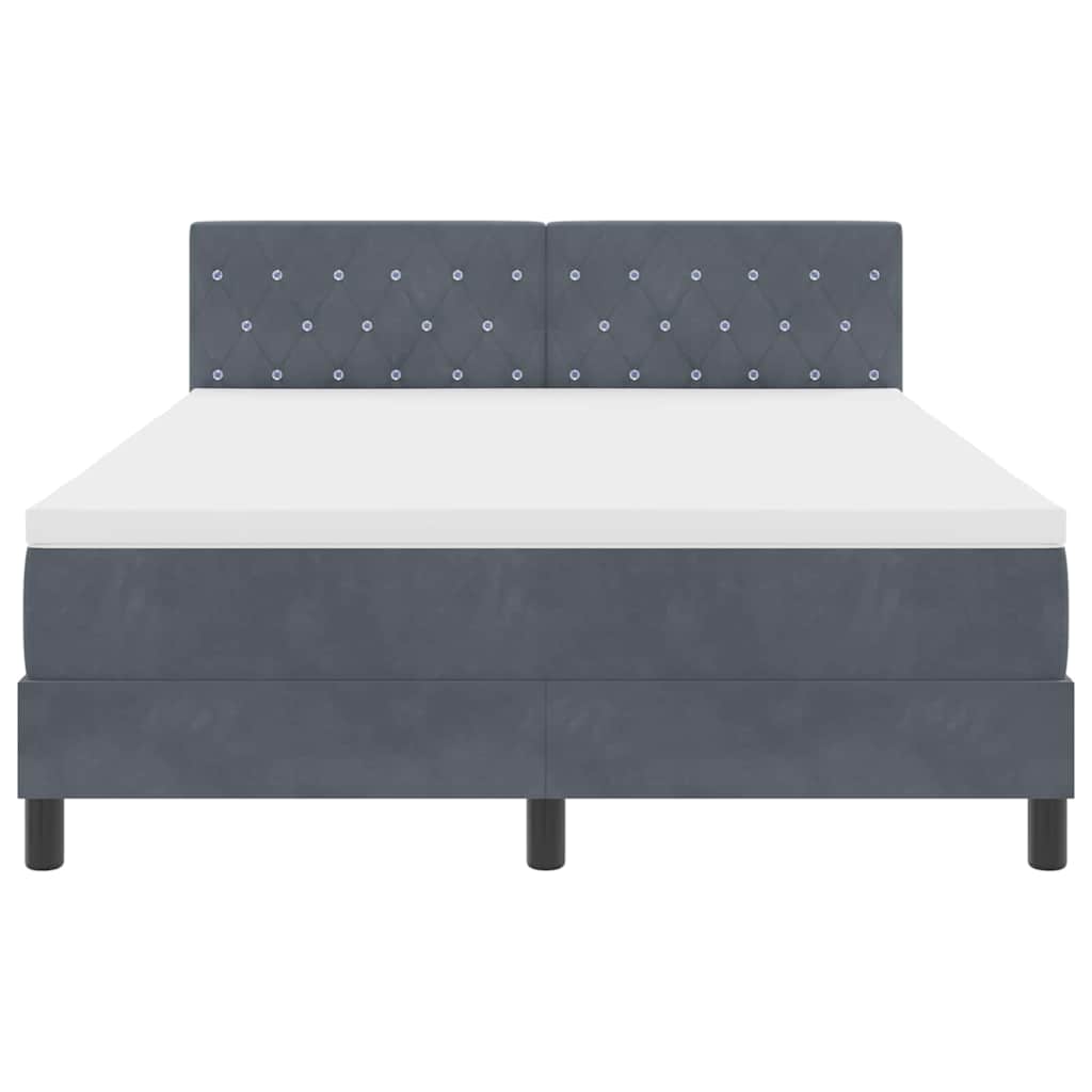 vidaXL LED Κρεβάτι με βάθρο με στρώμα Σκούρο Γκρι 140 x 190 cm Βελούδο