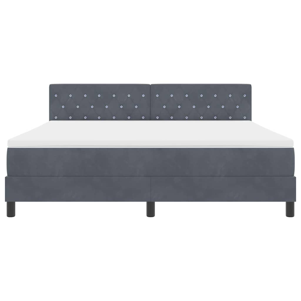 vidaXL LED Κρεβάτι με βάθρο με στρώμα Σκούρο Γκρι 180 x 200 cm Βελούδο