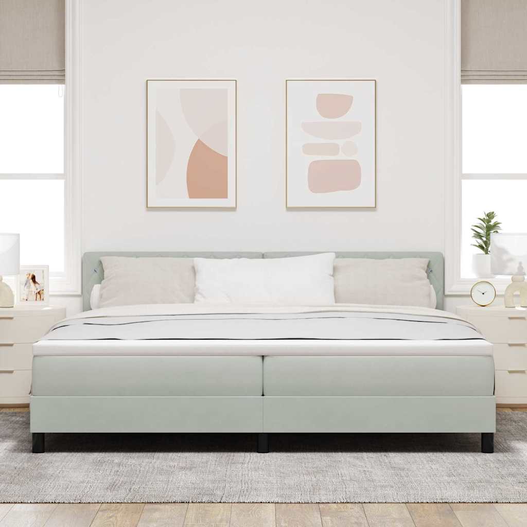 vidaXL LED Κρεβάτι με βάθρο με led Ανοιχτό γκρι 200 x 200 cm Βελούδο
