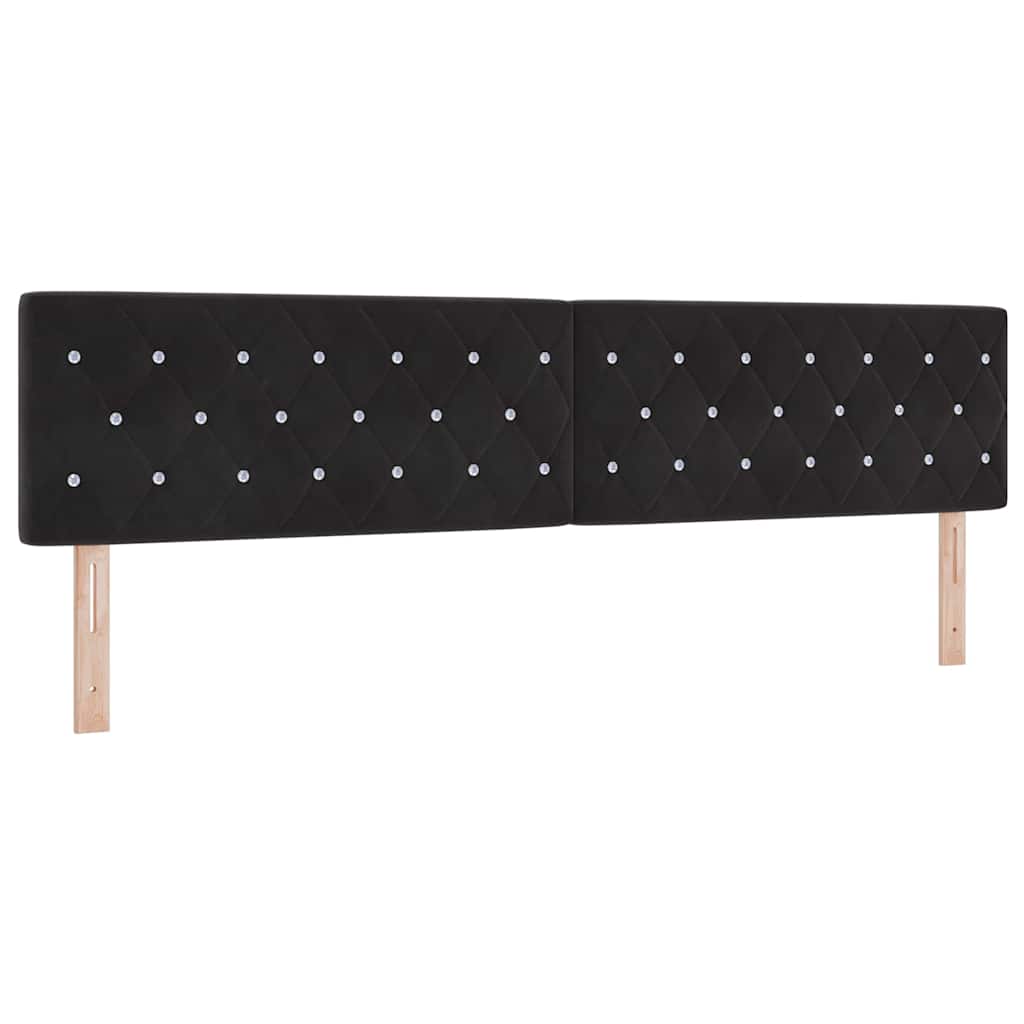 vidaXL LED Κρεβάτι με βάθρο με κεφαλάρι Μαύρο 200 x 200 cm Βελούδο
