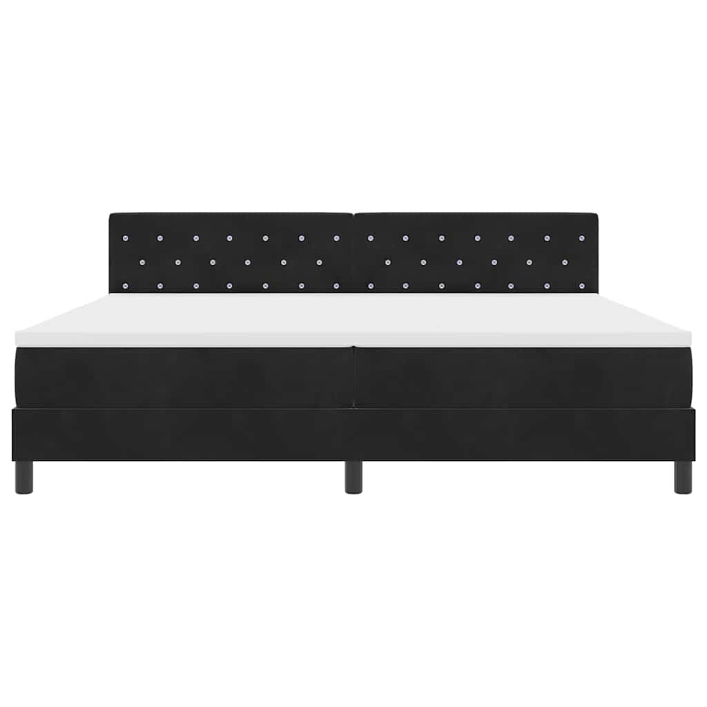 vidaXL LED Κρεβάτι με βάθρο με κεφαλάρι Μαύρο 200 x 200 cm Βελούδο