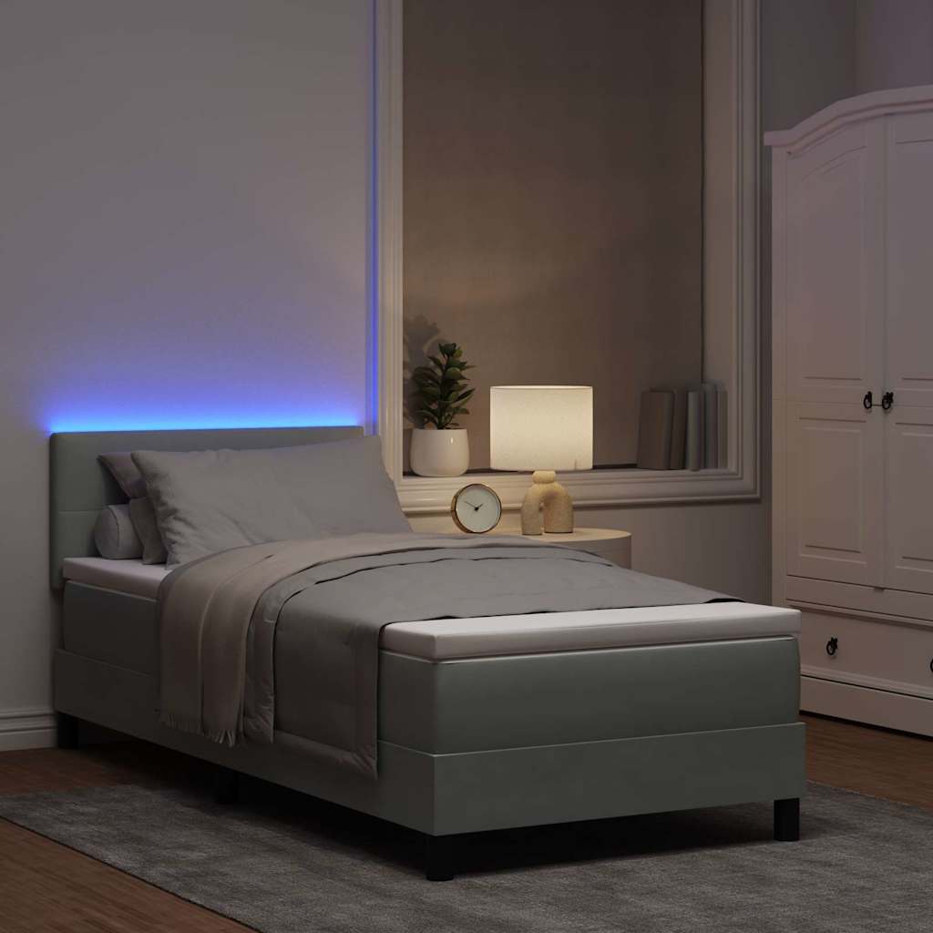vidaXL LED Κρεβάτι με βάθρο Ανοιχτό γκρι 80 x 200 cm Βελούδο