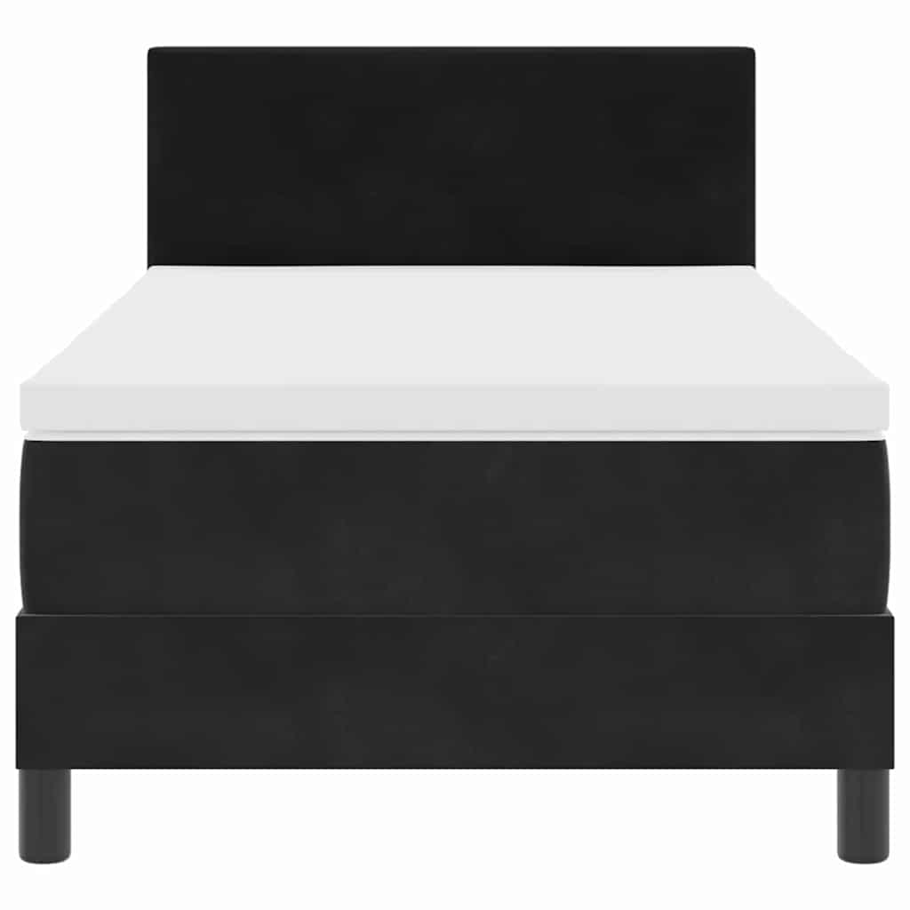 κρεβάτι Box Spring vidaXL με στρώμα & LED μαύρο 90x190 εκ. βελούδο