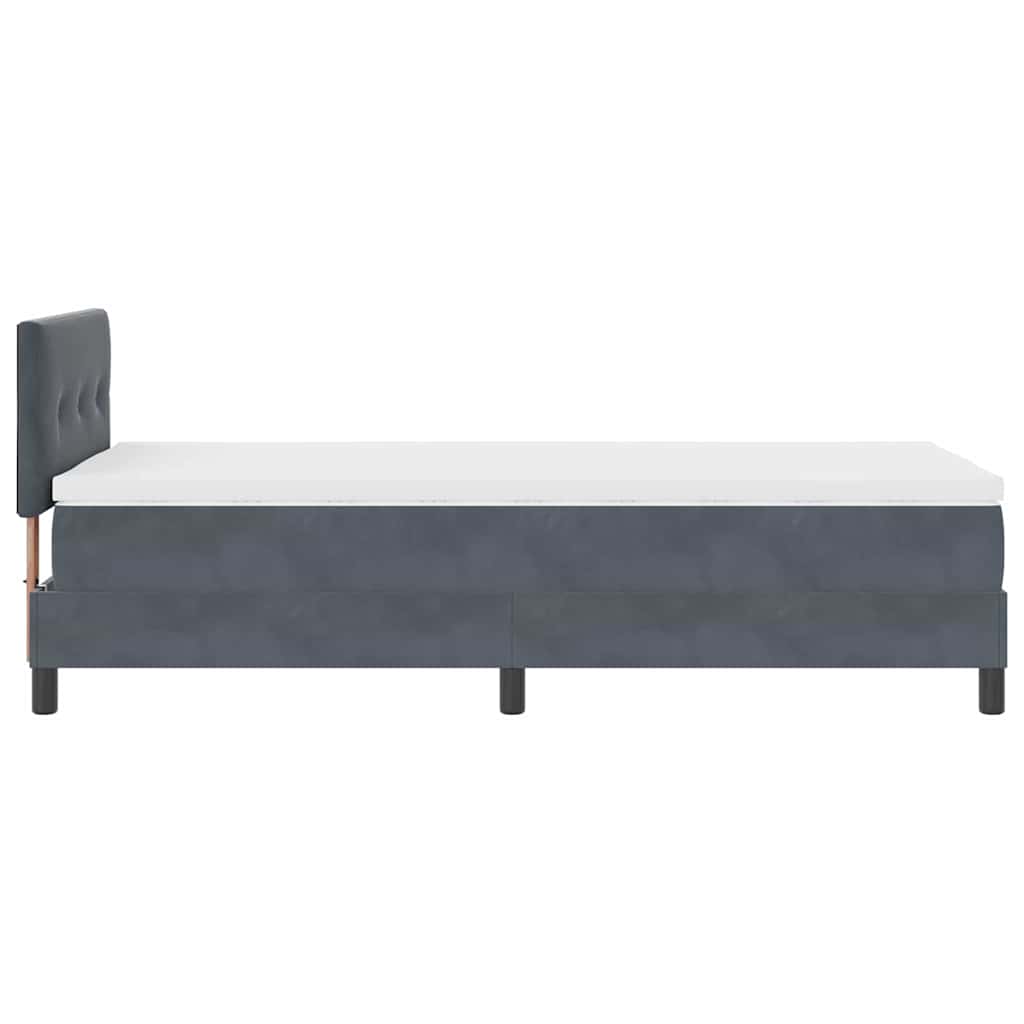 κρεβάτι box spring vidaXL με στρώμα & LED σκοτεινό γκρι 90x200 εκ. Βελούδο