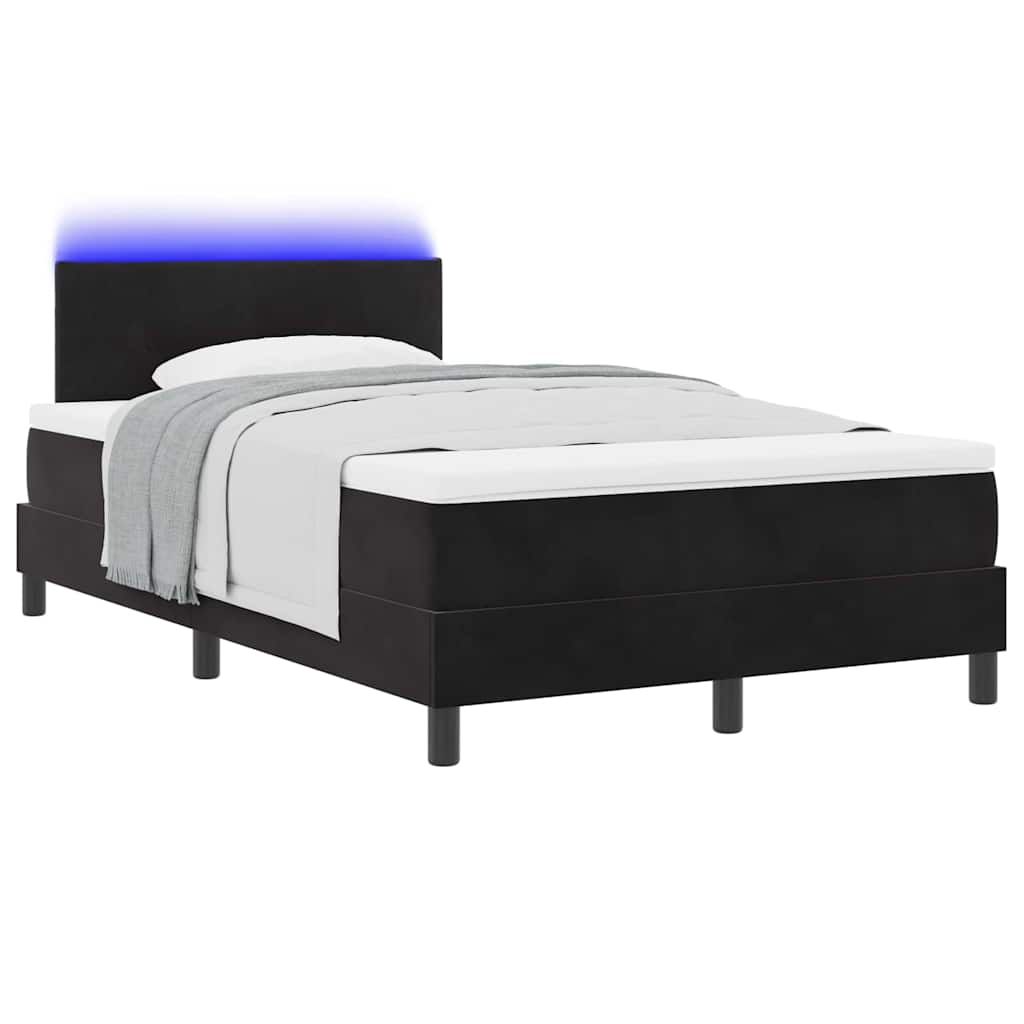 vidaXL LED Κρεβάτι με βάθρο με κεφαλάρι Μαύρο 120 x 190 cm Βελούδο