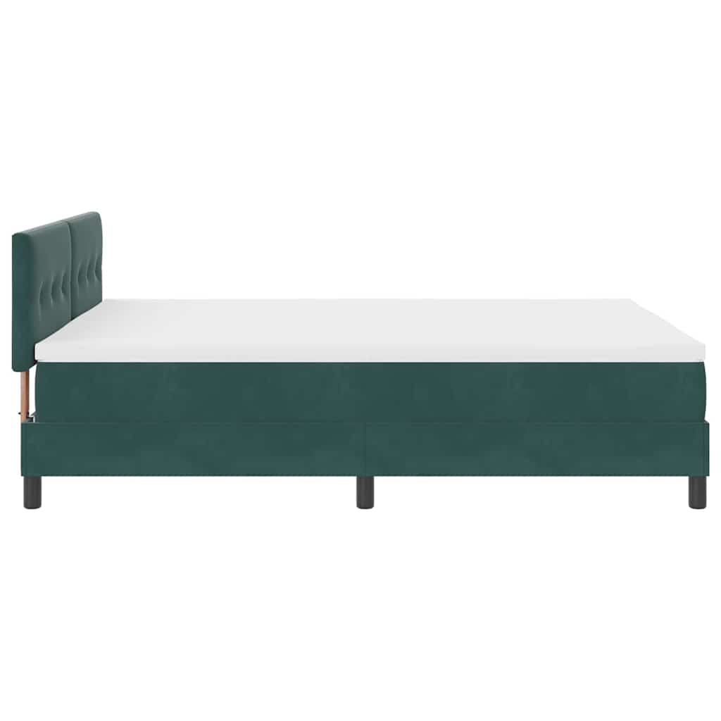 vidaXL LED Κρεβάτι με βάθρο Σκούρο Πράσινο 140 x 190 cm Βελούδο
