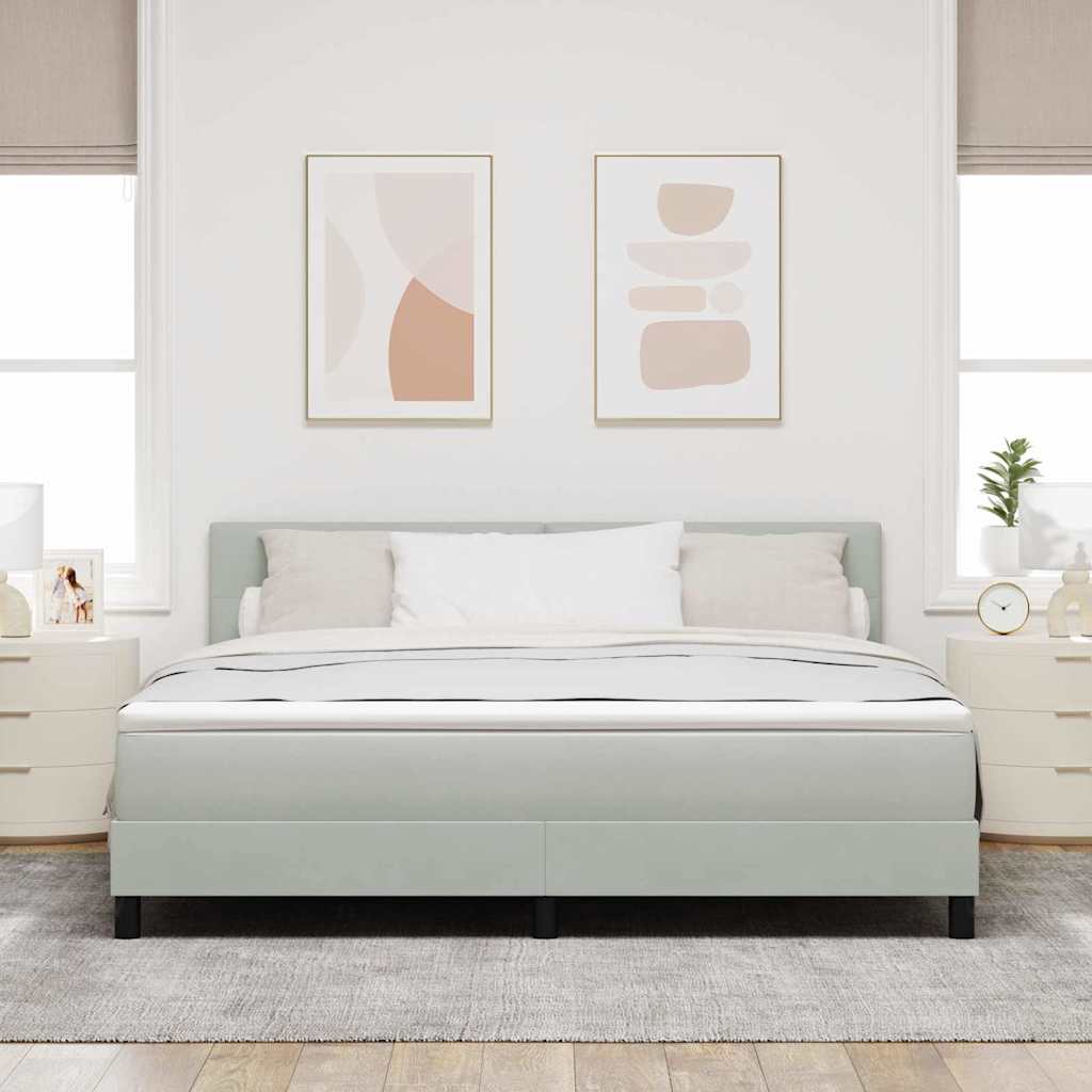 vidaXL LED Κρεβάτι με βάθρο Ανοιχτό γκρι 180 x 200 cm Βελούδο