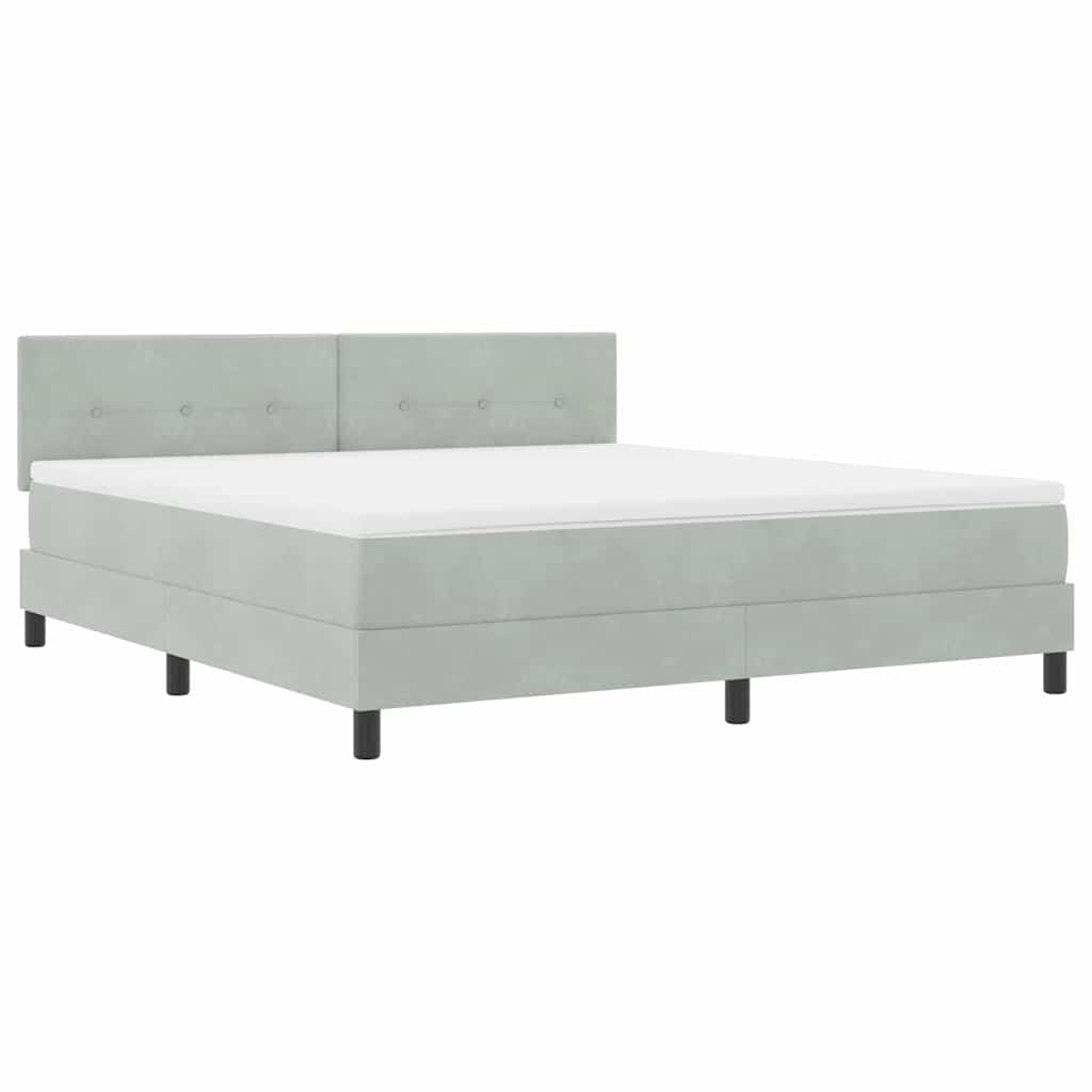 vidaXL LED Κρεβάτι με βάθρο Ανοιχτό γκρι 180 x 200 cm Βελούδο