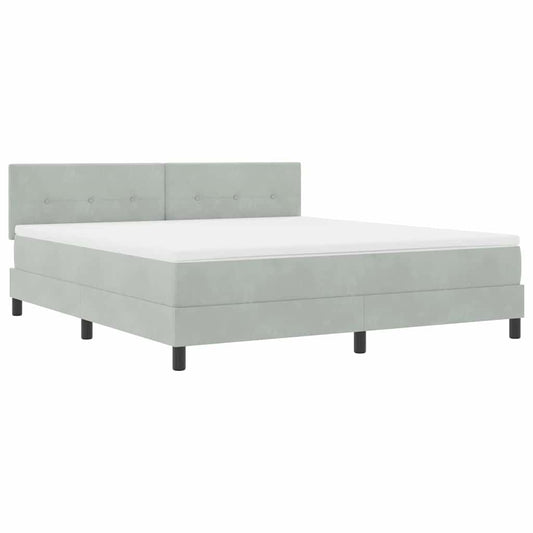 vidaXL LED Κρεβάτι με βάθρο Ανοιχτό γκρι 180 x 200 cm Βελούδο