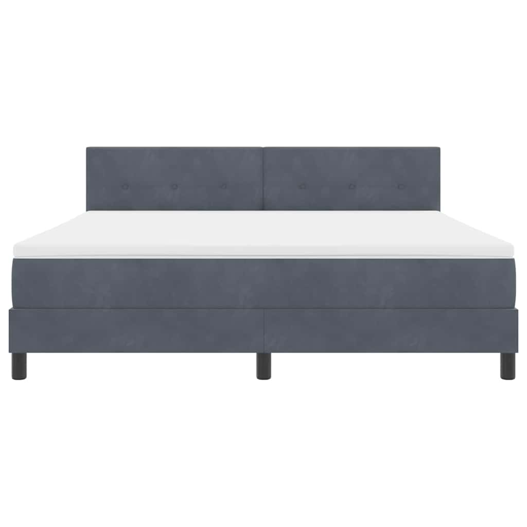 vidaXL LED Κρεβάτι με βάθρο Σκούρο Γκρι 180 x 200 cm Βελούδο