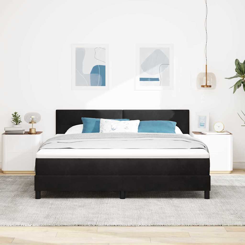 vidaXL LED Κρεβάτι με βάθρο με κεφαλάρι Μαύρο 180 x 200 cm Βελούδο