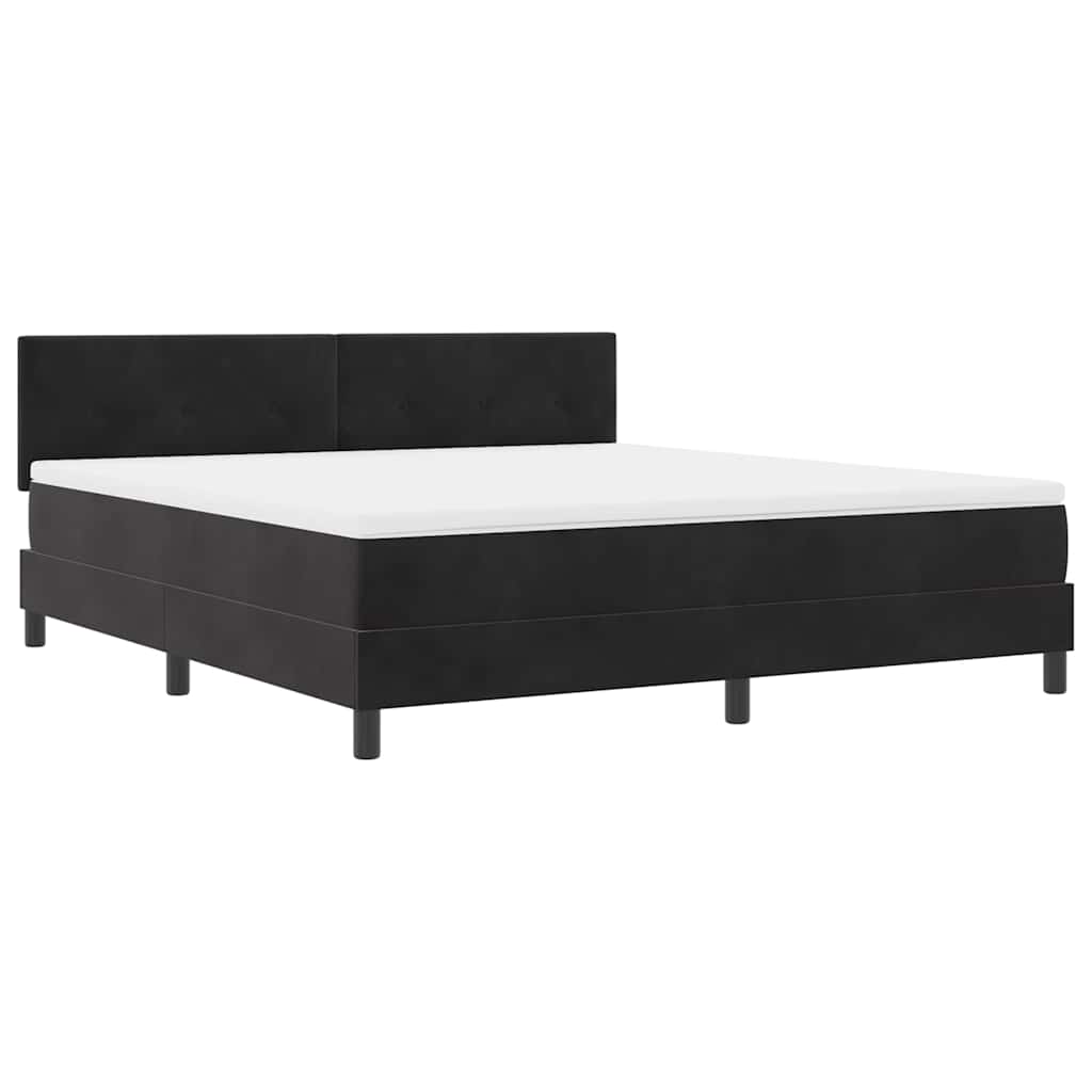 vidaXL LED Κρεβάτι με βάθρο με κεφαλάρι Μαύρο 180 x 200 cm Βελούδο