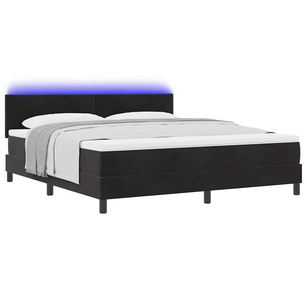 vidaXL LED Κρεβάτι με βάθρο με κεφαλάρι Μαύρο 180 x 200 cm Βελούδο