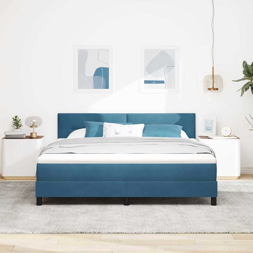 vidaXL LED Κρεβάτι με βάθρο Σκούρο Μπλε 180 x 200 cm Βελούδο