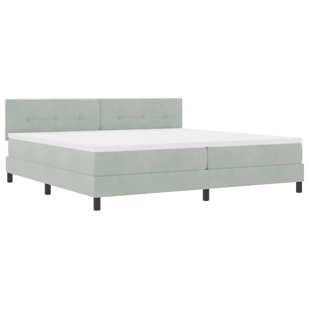vidaXL LED Κρεβάτι με βάθρο Ανοιχτό γκρι 200 x 200 cm Βελούδο