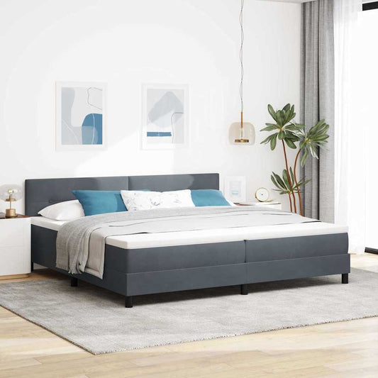 vidaXL LED Κρεβάτι με βάθρο Σκούρο Γκρι 200 x 200 cm Βελούδο