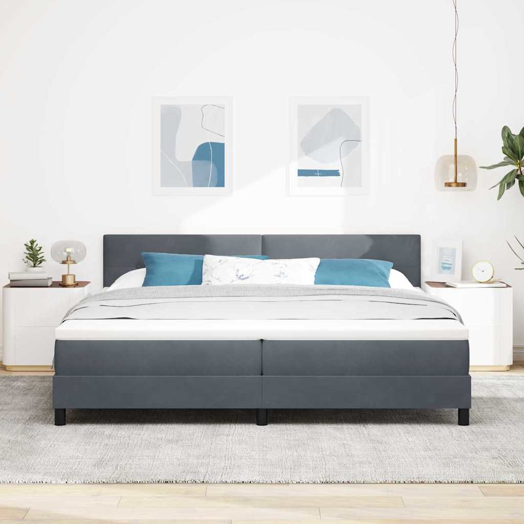 vidaXL LED Κρεβάτι με βάθρο Σκούρο Γκρι 200 x 200 cm Βελούδο