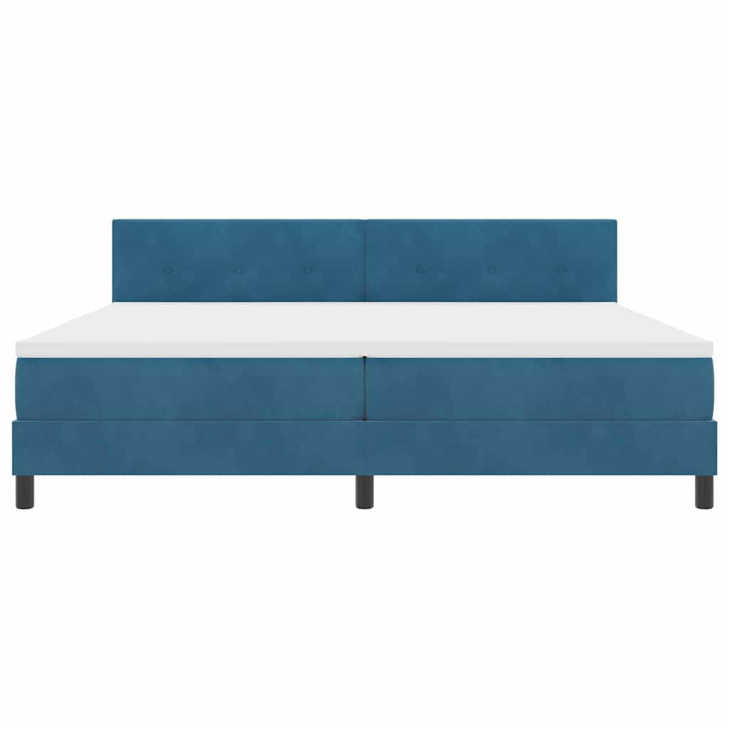 vidaXL LED Κρεβάτι με βάθρο Σκούρο Μπλε 200 x 200 cm Βελούδο