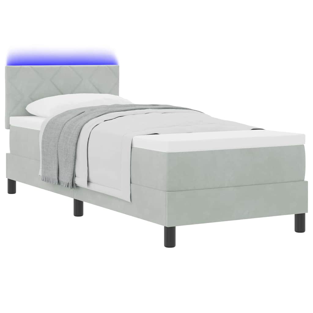 vidaXL LED Κρεβάτι με βάθρο Ανοιχτό γκρι 80 x 200 cm Βελούδο