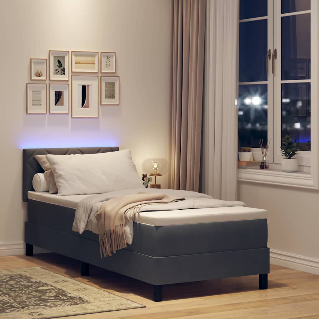 vidaXL LED Κρεβάτι με βάθρο Σκούρο Γκρι 80 x 200 cm Βελούδο