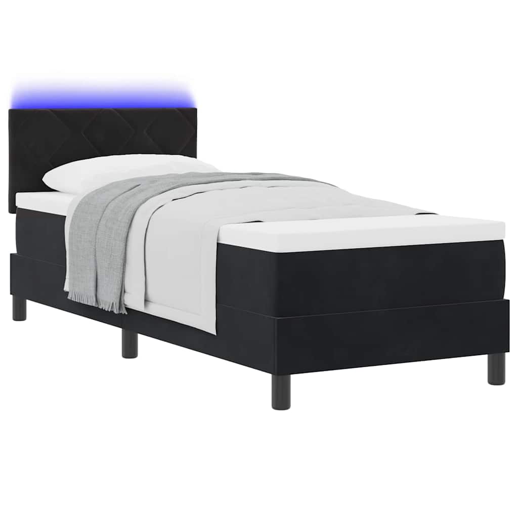 vidaXL LED Κρεβάτι με βάθρο με κεφαλάρι Μαύρο 80 x 200 cm Βελούδο